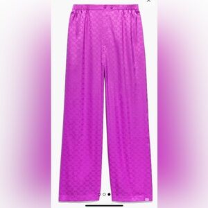 Savage X Fenty Men’s Satin Lounge Pants Size M Purple Jacquard Wide Leg